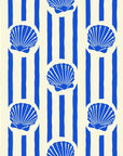 Smooth cobalt blue scallop shell stripe peel and stick wallpaper - Cobalt Shore