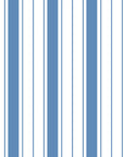 Cobalt Stripe blue and white striped wallpaper creating ambiance in a serene bathroom