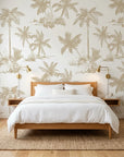 Cocoa Grove warm tropical wallpaper adding character to a cozy bedroom