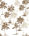 Linen-like sepia tropical palm tree peel and stick wallpaper - Colonial Palms