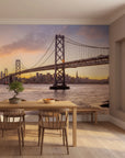 San Francisco Bay Bridge at golden sunset on Copper Crossing removable wallpaper mural