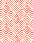 Coral Fret vibrant geometric peel and stick wallpaper creating ambiance in a serene bathroom