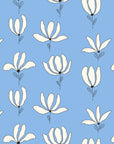 Smooth cornflower blue floral line art peel and stick wallpaper - Cornflower Garden