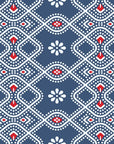 Cosmic Chain blue and red geometric dot bandhani wallpaper