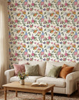 Smooth floral pink and blue cottage peel and stick wallpaper - Cottage Scatter