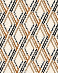 Distressed geometric wallpaper featuring a rustic brown and black diamond pattern, product name Cracked Facets