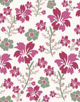 Crimson Grove magenta and green textured ikat floral wallpaper