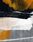 Dark Ember black and gold abstract wallpaper creating ambiance in a serene bathroom