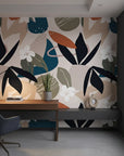 Botanical removable wallpaper with contemporary graphic design