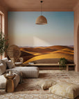 Desert landscape glowing in golden hour light peel and stick wallpaper