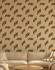 Desert Trace warm beige minimalist abstract mural wallpaper creating ambiance in a serene bathroom
