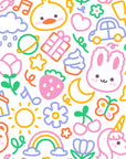 Doodle Dreams white kawaii cartoon character wallpaper