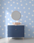 Artisanal light blue background with irregular white polka dot pattern - Dream Drops