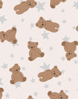 Beige nursery teddy bear and star peel and stick wallpaper - Dream Tandem