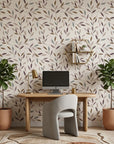 Dusk Canopy neutral botanical peel and stick wallpaper adding character to a cozy bedroom