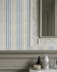 Textured blue grey distressed vertical stripe peel and stick wallpaper - Ecliptic Flow