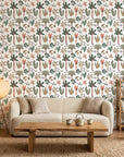 Eden Bloom paradise flower wallpaper in a warm and inviting living room