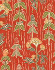 Ember Meadow terracotta and green wildflower wallpaper