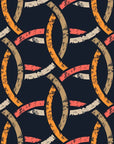 Ember Threads navy blue and orange geometric ring wallpaper