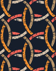 Ember Threads navy blue and orange geometric ring wallpaper