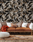 Abstract black and brown organic vein peel and stick wallpaper - Ember Veins