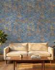 Textured blue and orange geometric peel and stick wallpaper - Ember & Tide