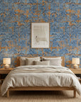 Ember & Tide distressed geometric peel and stick wallpaper in a warm and inviting living room