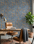 Ember & Tide distressed geometric peel and stick wallpaper adding character to a cozy bedroom