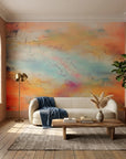 Smooth warm peach and coral sunset abstract peel and stick wallpaper - Embers & Mist