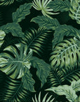 Emerald Jungle deep green tropical botanical wallpaper