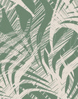 Sage green and cream abstract palm leaf removable wallpaper
