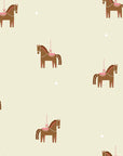 Cream whimsical carousel horse nursery peel and stick wallpaper - Equestrian Dream