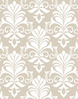 Ethereal Flowers elegant beige damask wallpaper
