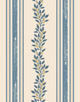 Ethereal Stripes blue and beige floral stripe wallpaper