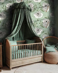 Smooth sage green koala nursery peel and stick wallpaper - Eucalyptus Dream