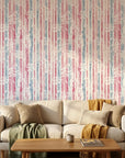 Textured light pink and blue floral peel and stick wallpaper - Faded Orchard Drift
