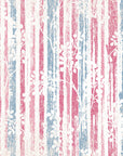 Faded Orchard Drift pink and blue floral wallpaper creating ambiance in a serene bathroom