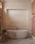 Faded Bloom soft blush watercolor as a feature wall in a bright home office