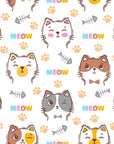 Cute cat face and paw print peel and stick wallpaper - Feline Whimsy