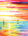 Flame Passage colorful sunset seascape wallpaper creating ambiance in a serene bathroom