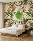 Flora Chroma colorful botanical wallpaper adding character to a cozy bedroom