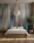 Fluid Form blue grey abstract motion in a warm and inviting living room