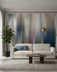 Fluid Form blue grey abstract motion adding character to a cozy bedroom