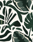 Matte dark green tropical leaf peel and stick wallpaper - Foliage Fragments