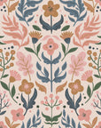 Folk Bloom cheerful floral wallpaper