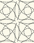 Fragmented Orbit black and cream abstract dashed line wallpaper