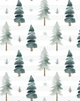 Frosted Woods sage green watercolor pine tree wallpaper
