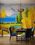 Gentle Pasture vibrant mountain meadow landscape wallpaper adding character to a cozy bedroom