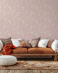 Tiny pink and white floral wallpaper, a self-adhesive 'Gentle Whisper' design