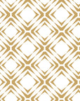 Self-adhesive wallpaper with a gold and white geometric diamond pattern (Gilded Shards design)
